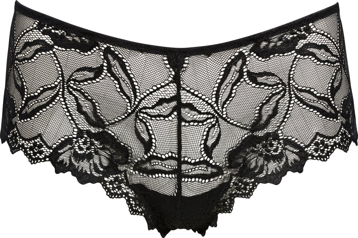 lingerie, broekje, kant, zwart, patroon