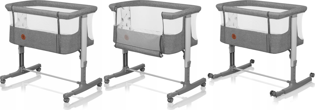 Lionelo Aurora 3in1 Co-sleeper - Babybedje tot 9 kg - Meegroeibed - 4 wielen met rem - Campingbedje