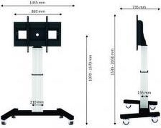 Neomounts PLASMA-M2500SILVER elektrische trolley - t/m 100" - zilver