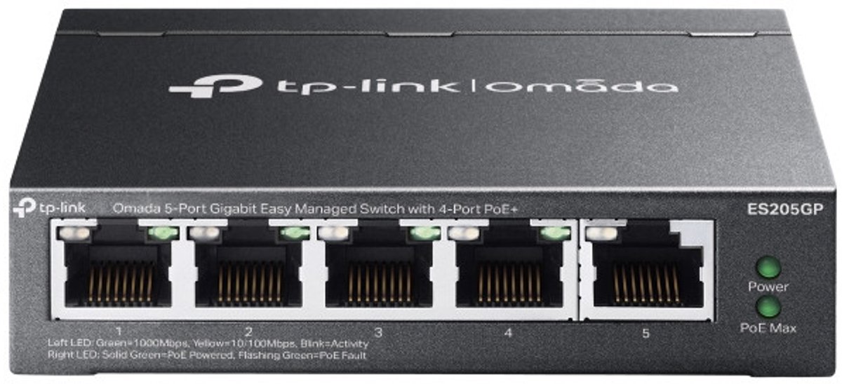 netwerkswitch, tp-link, poe, 5-port, gigabit