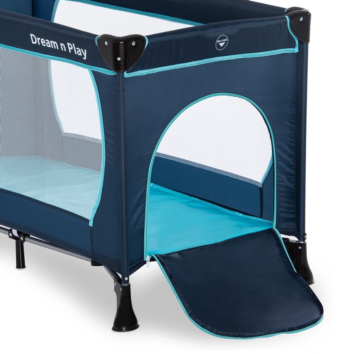 Hauck Dream N Play Plus Campingbedje 120x60cm - Navy/Aqua