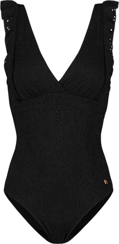Beachlife - Maat 70B - Black Embroidery ruches badpak - dames