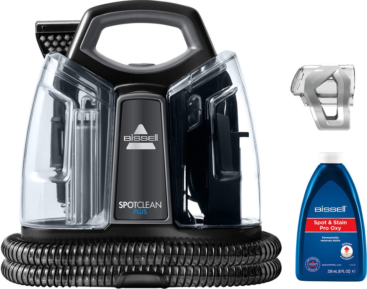 BISSELL SpotClean Plus Draagbare Vlekkenreiniger - Met Extra Lange 2.2m Slang - Tapijtreiniger voor Bank, Auto & Matras - Carpet Cleaner Apparaat - Incl. HydroRinse Zelfreiniging - Reinigingsmachine - Zetelreiniger - 3724N