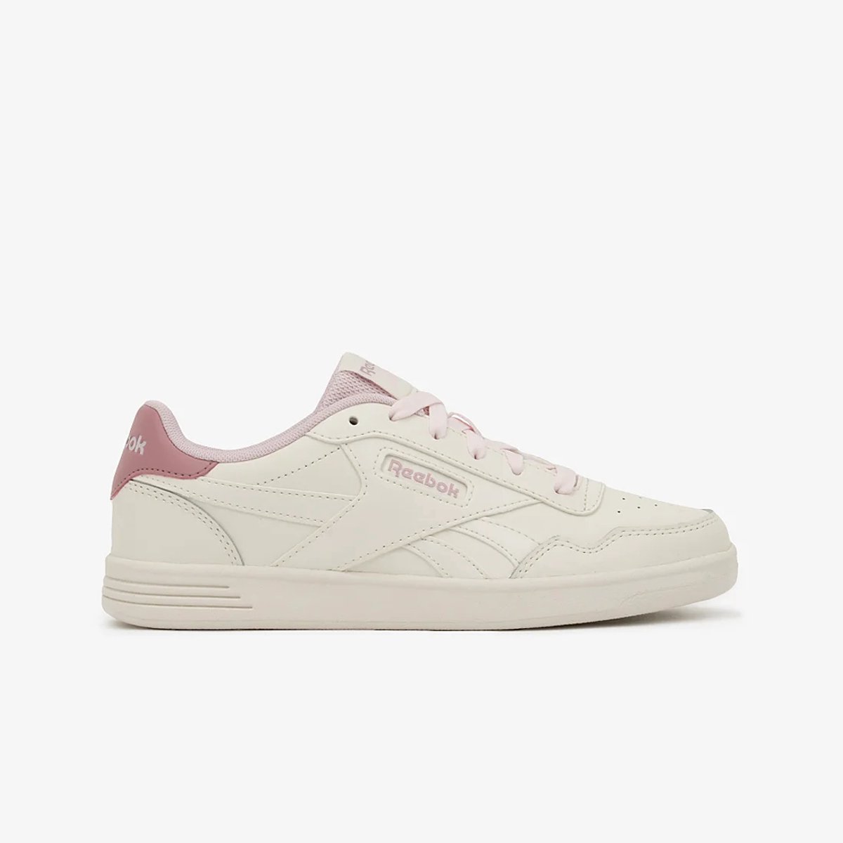sneaker, witte sneaker, leer, roze accenten, veter sneakers