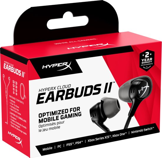 HyperX Cloud Earbuds II - Gaming Earbuds met Microfoon - Zwart - PC/PlayStation/Xbox/Nintendo Switch