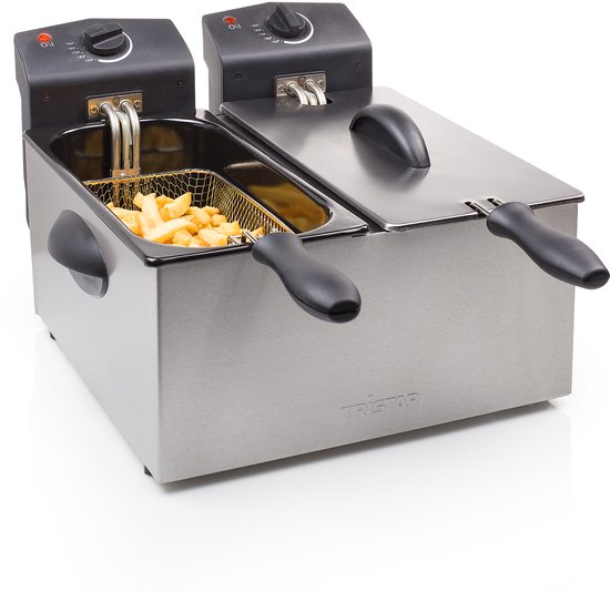 Tristar Frituurpan 6 liter - FR-6937 - Dubbele Friteuse 2x 1800W - Pannen apart te bedienen, koud zone - RVS