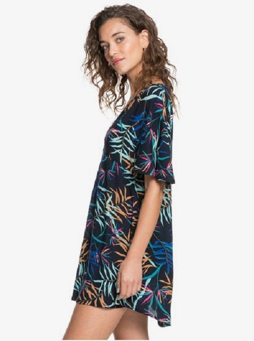 Roxy - M - Summer Cherry Dress Anthracite Wild Leaves