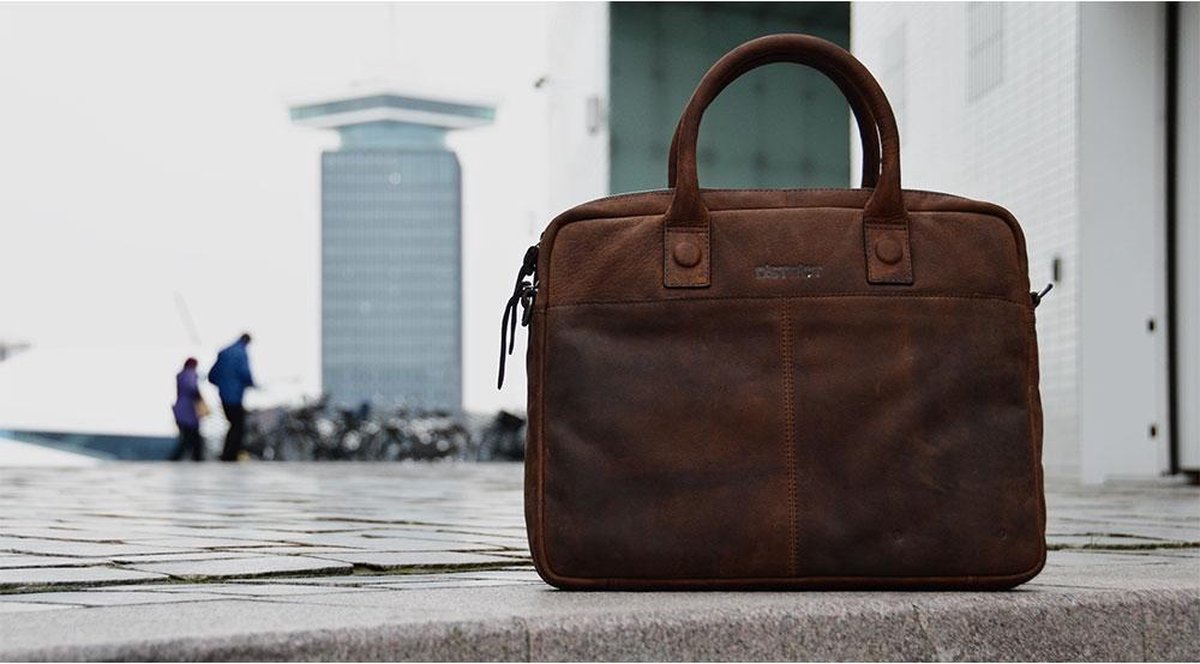 DSTRCT Wall Street Leren Laptoptas - 15,4 inch - Cognac