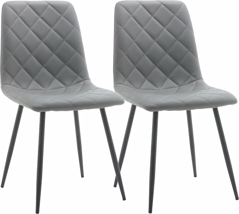 gestoffeerde restaurantstoel, set van 2, staal/kunstleer, grijs/zwart