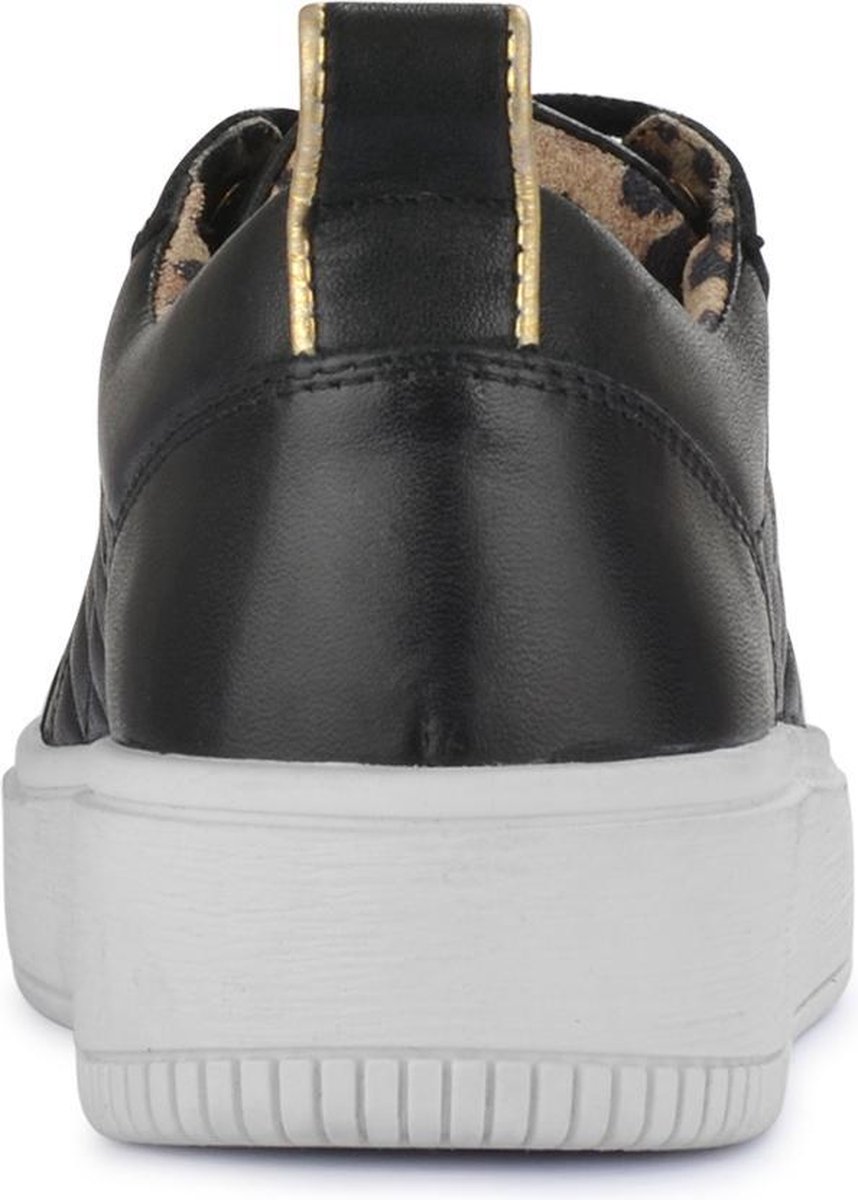 PS Poelman Esquimo Dames - maat 40 -  Quilted Leren Tennis Sneakers - Zwart