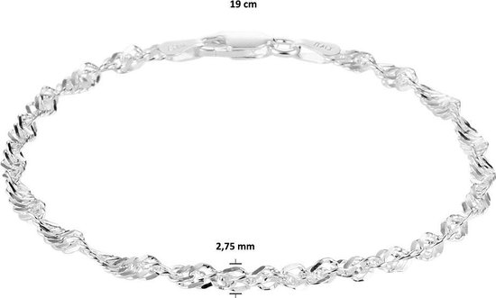 The Jewelry Collection - Dames Armband Singapore 2,75 mm 19 cm - Zilver