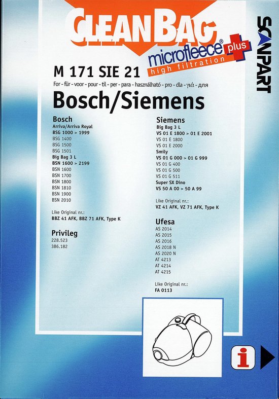 Cleanbag stofzuigerzak fleece (doos) type K