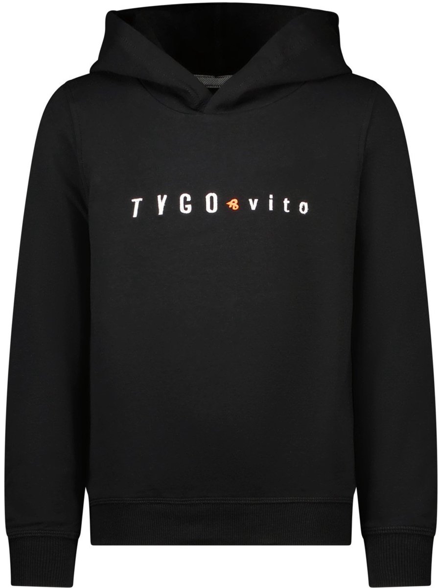 hoodie, zwart, logo, pullover, lange mouw