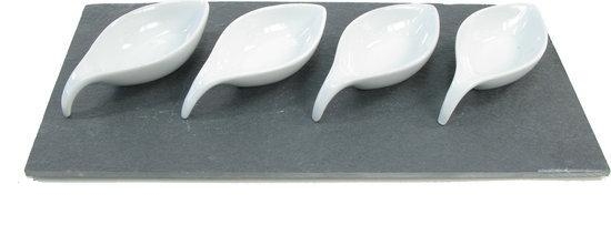 Amuse schaaltjes met bord - 5-delig - Wit