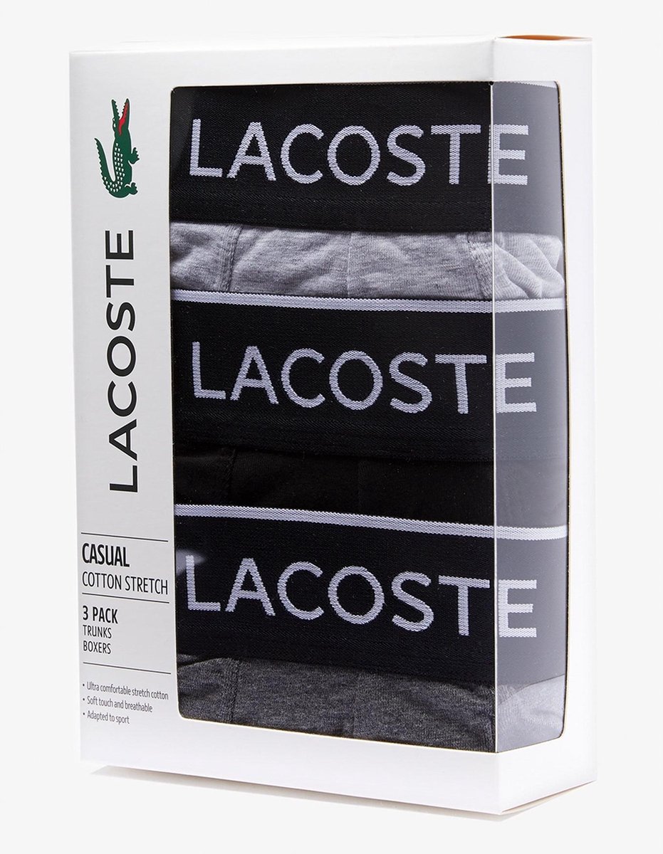 Lacoste - Maat XS - Heren 3-pack Trunk - Black/Pitch Chine-Silver