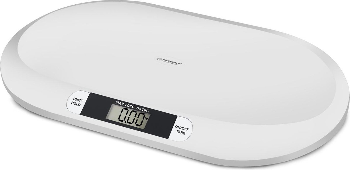 Esperanza EBS019 Babyweegschaal – Digitale weegschaal baby en peuter – Dierenweegschaal – Tot 20 kg