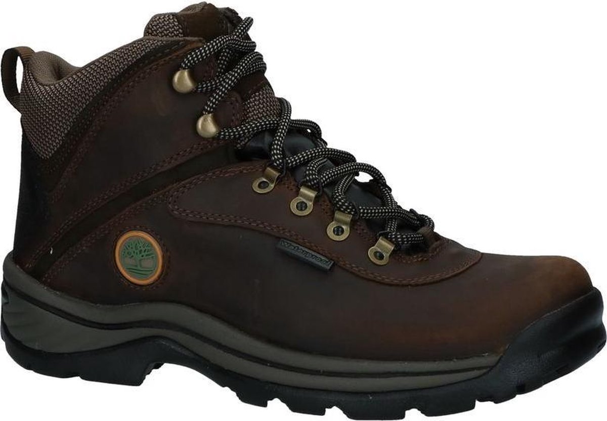 wandelschoen, hiking boot, bruine kleur, hoge schacht, neon label