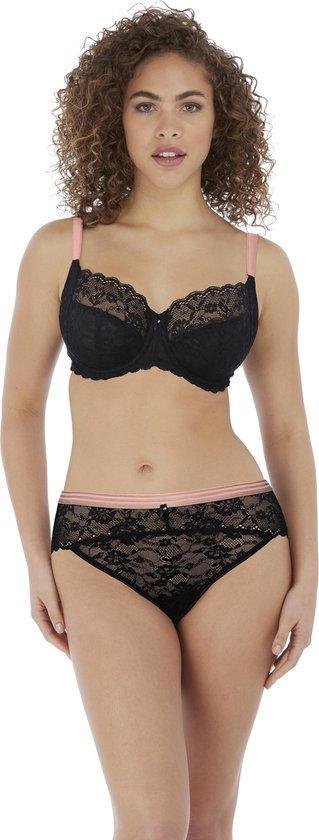 lingerie, brassière noir en dentelle, soutien-gorge en dentelle, ensemble en dentelle, bretelles roses