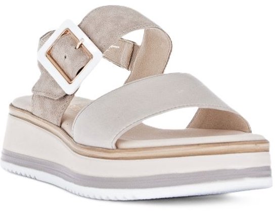 sandalen, platform, wedge, bandjes, kleurig-meerkleurig