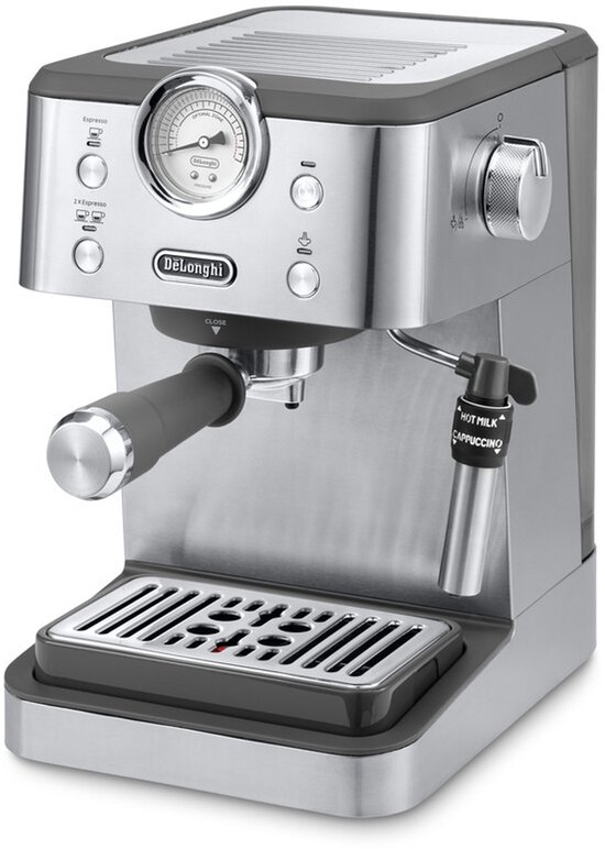 De'Longhi Classic EM450.M – Pistonmachine - Handmatige Espresso & Cappuccino - Volledig RVS Behuizing - Zilver