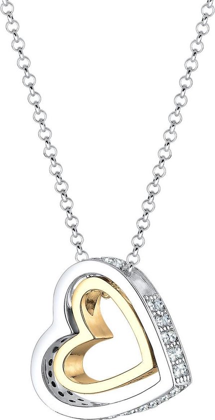 Elli Halsketting Hartje met Swarovski® Kristallen 925 Zilver verguld