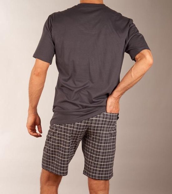 Schiesser - Maat L - Heren Shortama - Antraciet - V Hals