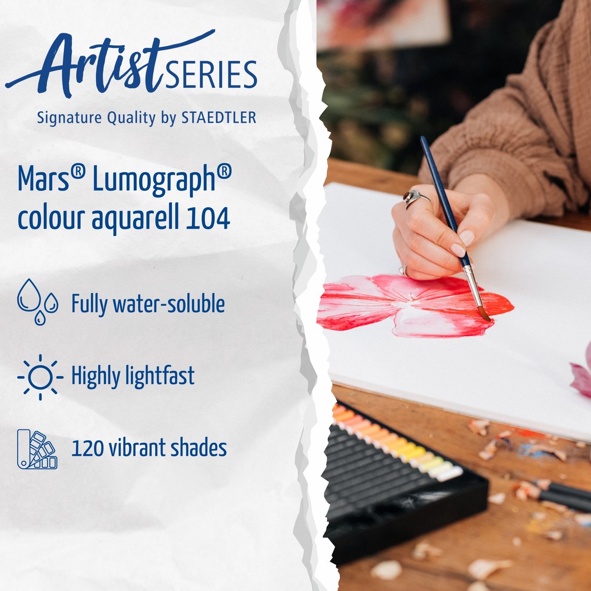 STAEDTLER - Artist Series - Mars® Lumograph® colour aquarell 104 - Metalen set met 60 kleuren