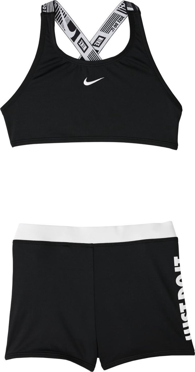 Nike - Maat XS - Swim CROSSBACK SPORT Bikini - Zwart - Meisjes