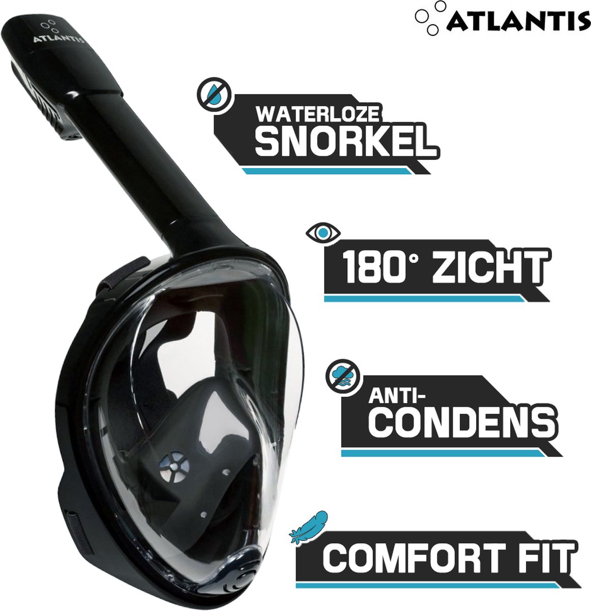 duikbril, snorkel, waterproof, anti-condens, comfort fit