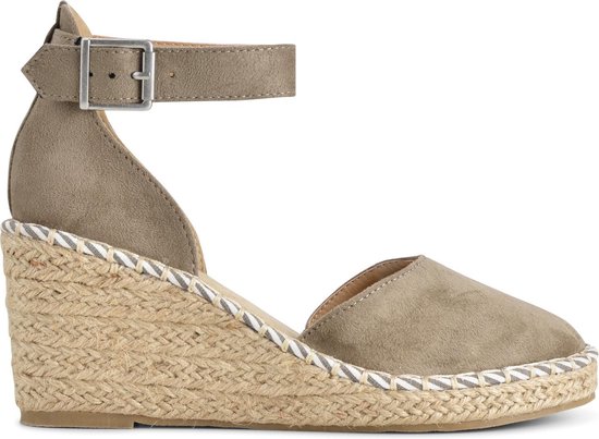 PS Poelman - Maat 39 - Espadrilles met Sleehak - Enid - Khaki Groen