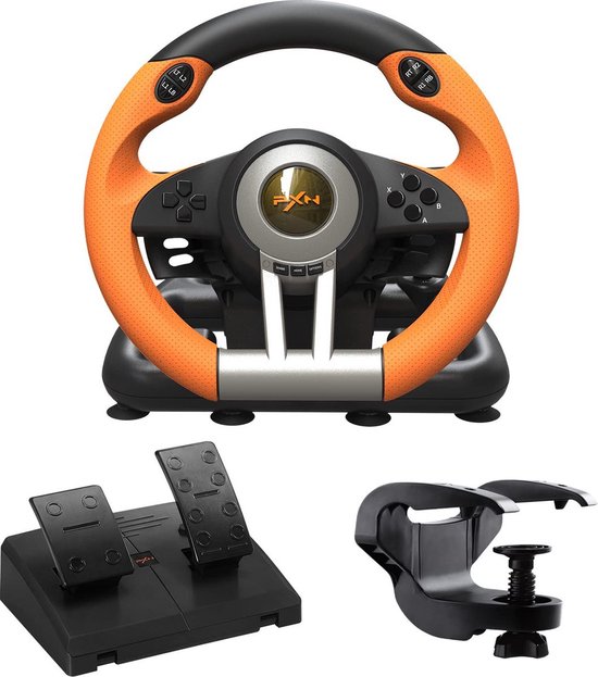 PXN - V3 Pro - Race Stuur met Pedalen & Flippers - Game Stuur - Geschikt voor PS4 - Xbox One - PC -