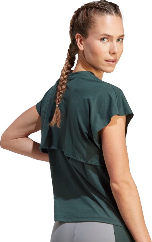 Adidas - maat S -  train icons training regular fit logo t-shirt in de kleur groen.