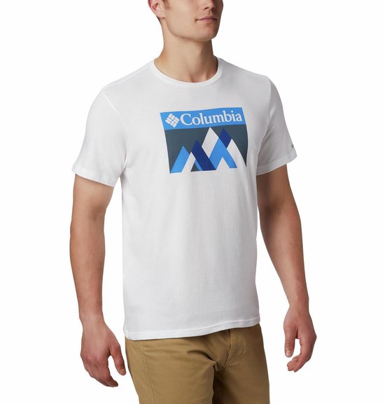 Columbia M Alpine Way Graphic Tee Outdoorshirt Heren - White Peak Fun - Maat S