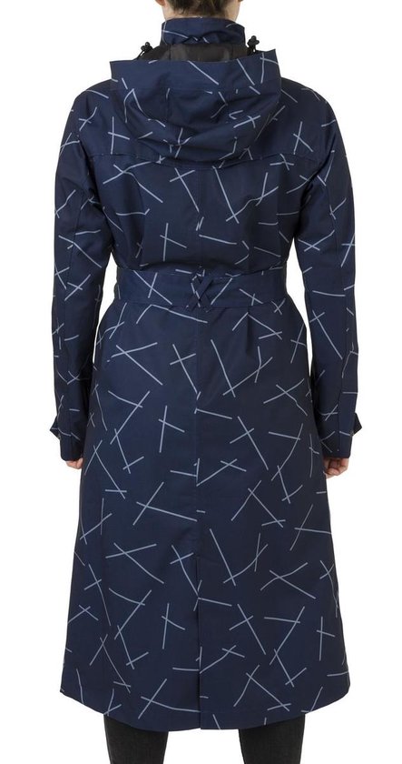 AGU URBAN OUTDOOR TRENCH COAT LONG WOMEN NAVY BLUE PRINT L