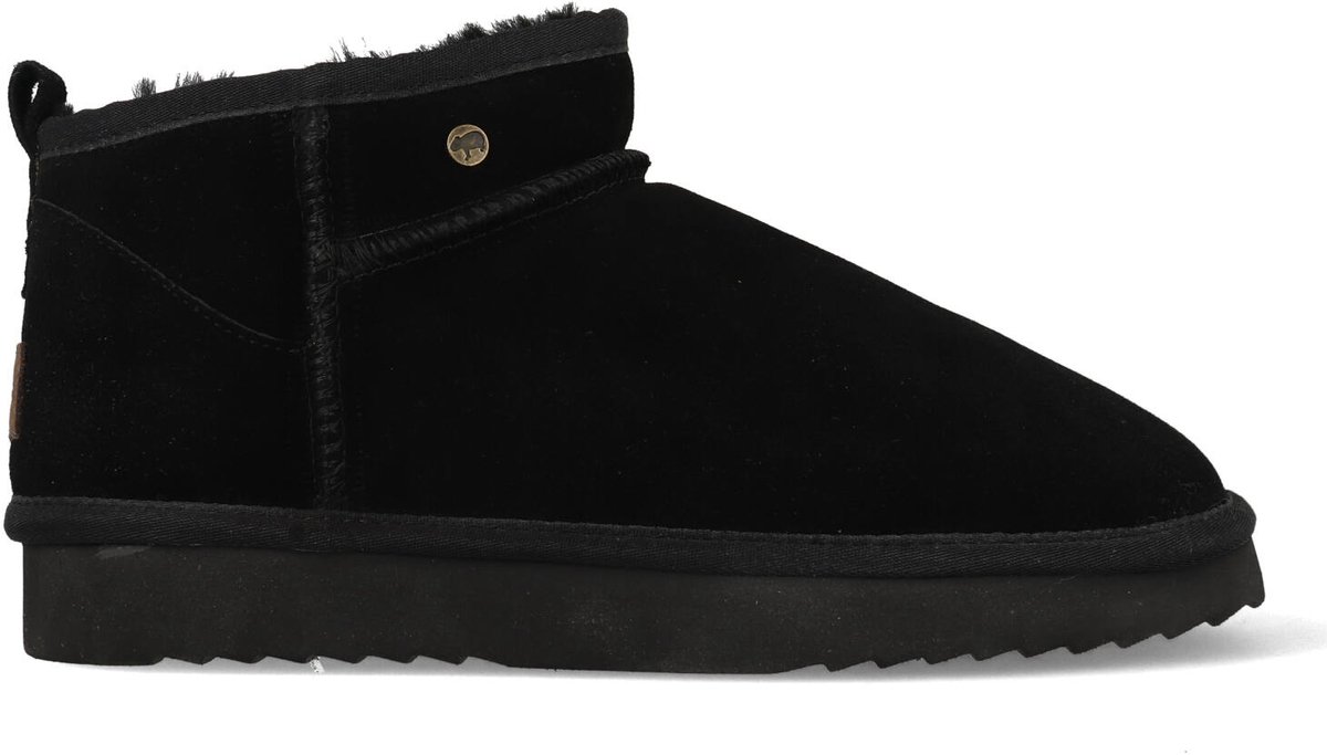 slipper, boot, black, suede, shearling
