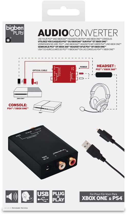 Bigben RCA Gaming Headsets Audio Converter Voor PS4 + Xbox One