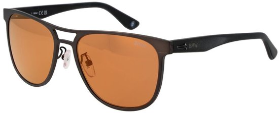zonnebril, bruine montuur, oranje lenzen, pilot model, neusvital