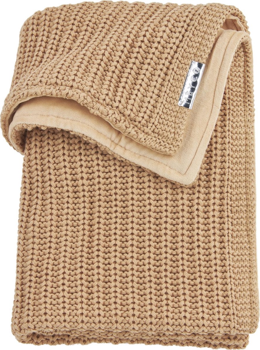 Meyco Herringbone velvet ledikant deken - Warm Sand - 100x150cm