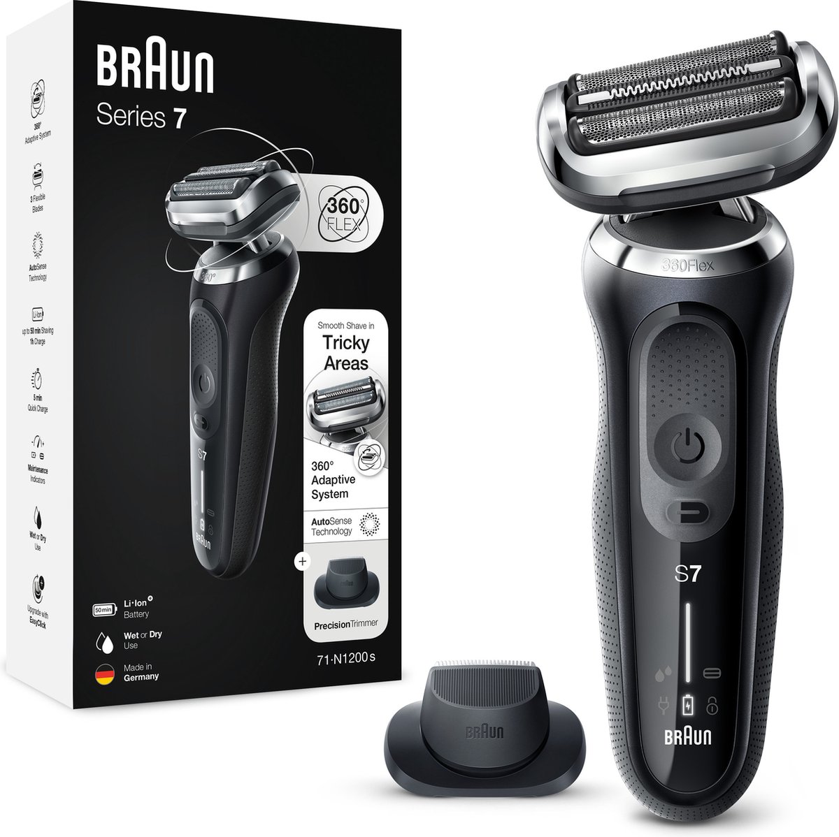 Braun Series 7 71-N1200s - Elektrisch Scheerapparaat Mannen - Met Precisietrimmer - Zwart