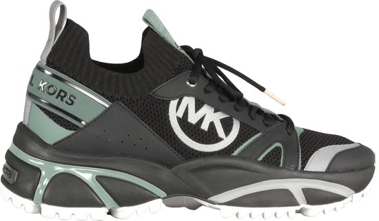 sneaker, lichtgrijs, zwart, mesh, kunstleder