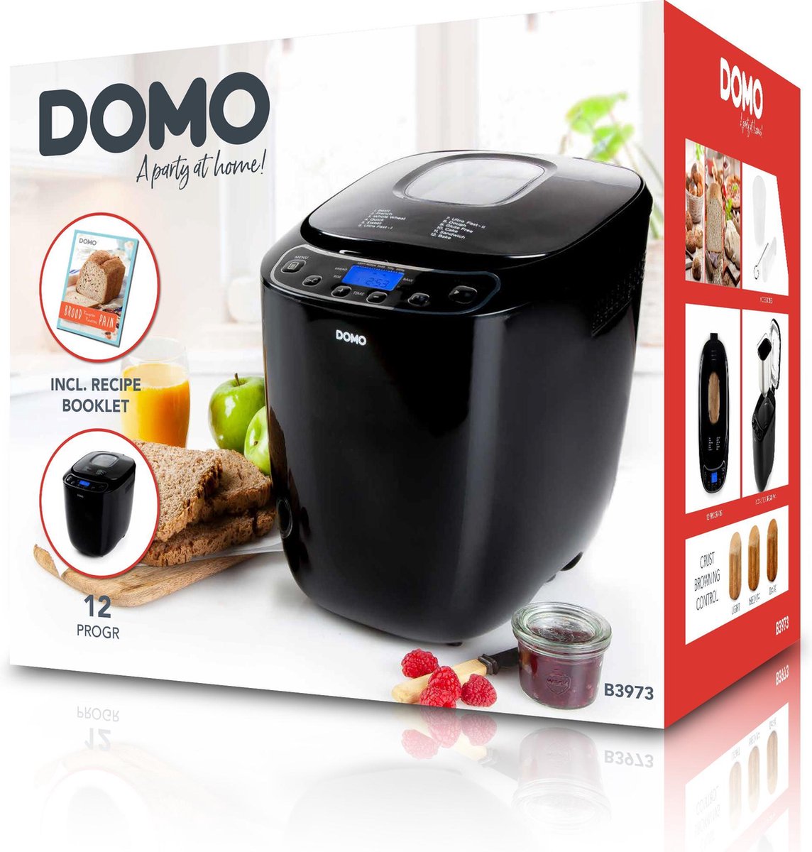 DOMO B3973 Broodbakmachine – 12 Programma’s – 700-1000g – Glutenvrij Programma – Zwart