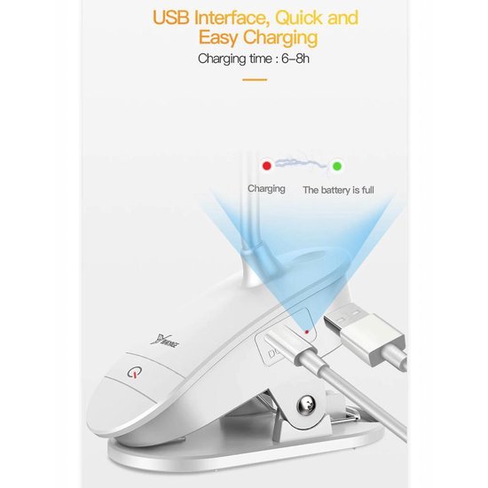 LED Bedlamp met klem - 3 lichtstanden - Draadloze en oplaadbare LED lamp