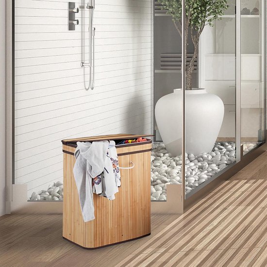 358e-1702-419f-b3bd-784bb59d085a relaxdays wasmand met deksel - 2 vakken - bamboe wasbox - mand voor wasgoed zwart