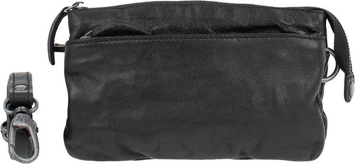 tasje, afneembaar-armband, leren, zwart, kleine-tas