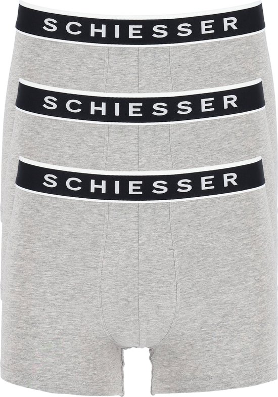 Schiesser - Maat L - 95/5 Organic Heren Shorts - Grijs melange - 3 pack