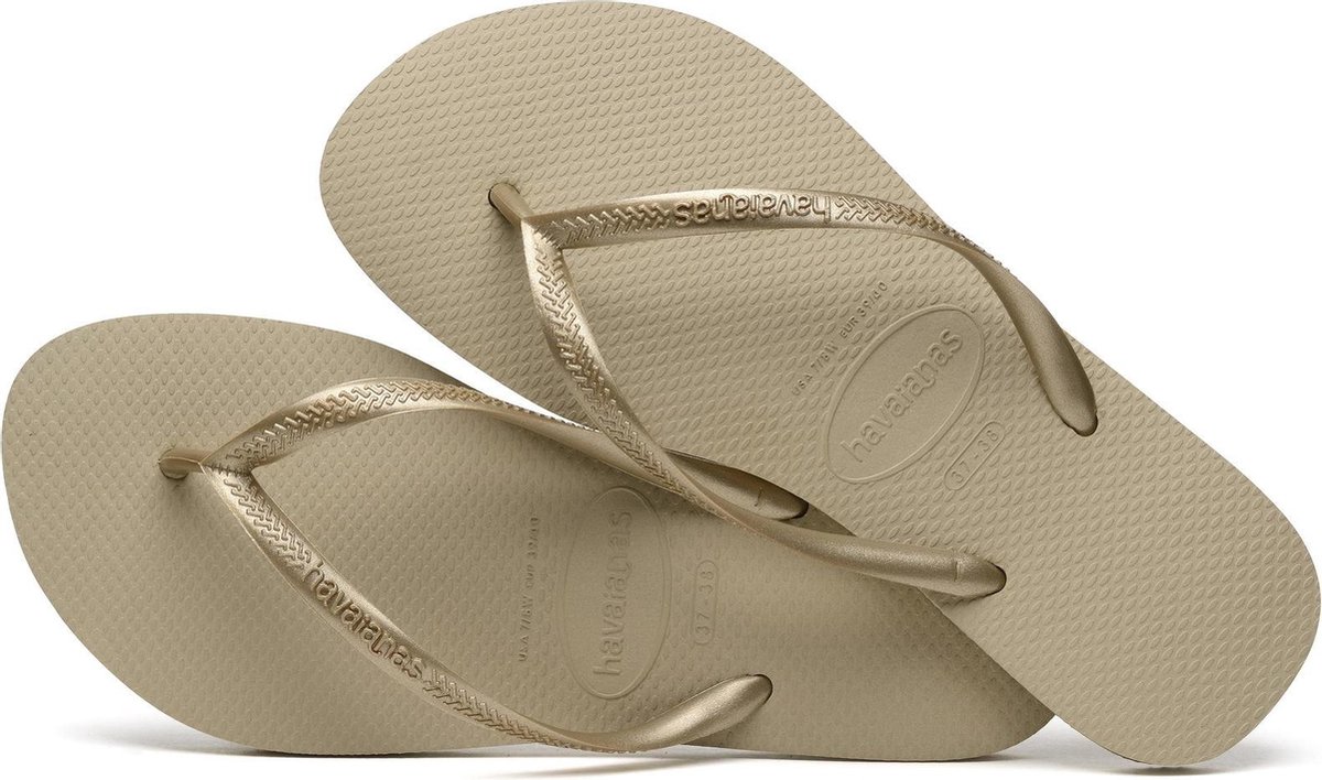 Havaianas - maat 37   -   38 -Slim Dames Slippers - Sand Grey/Light Golden