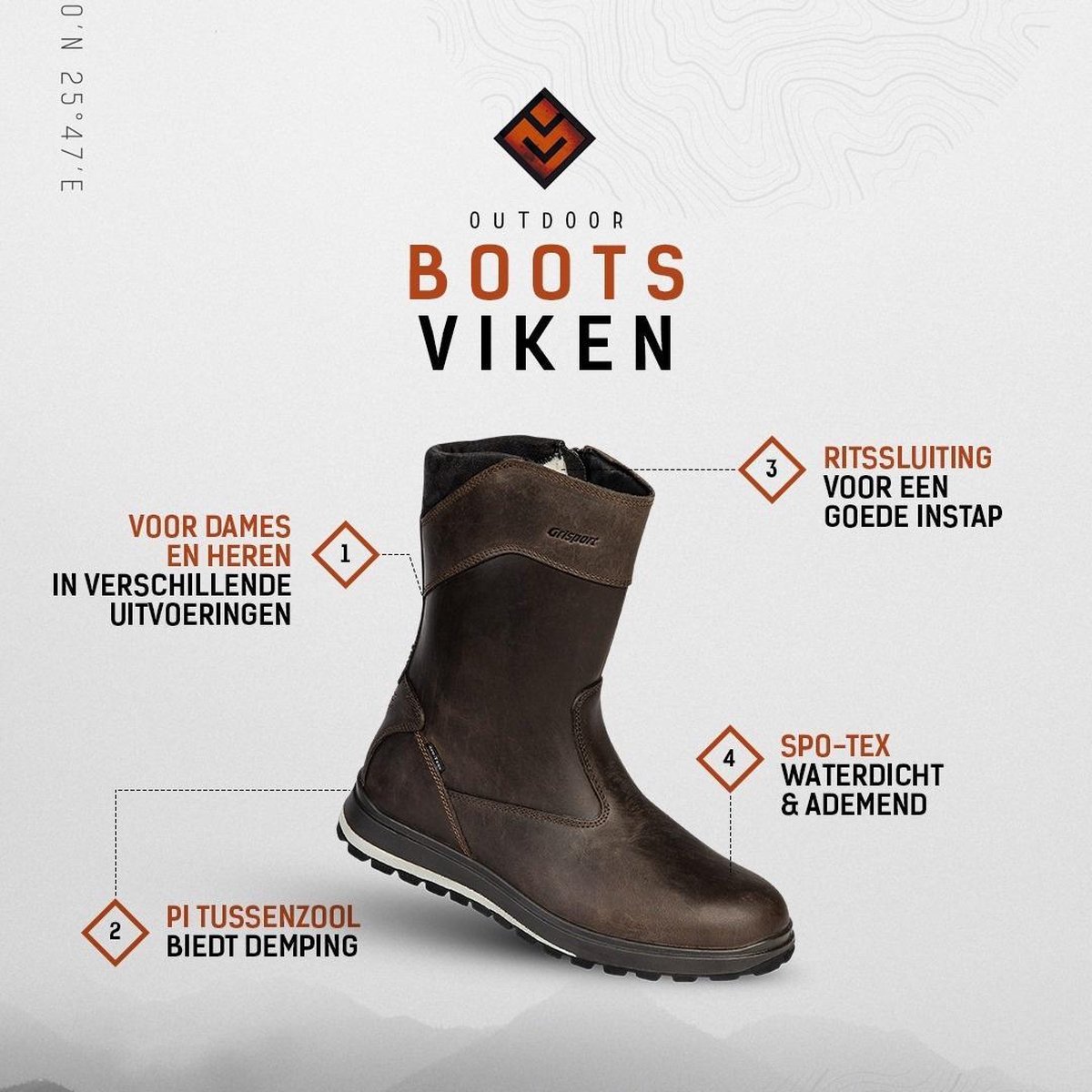 dgmoutlet-nl-Grisport-maat-45-Viken-Outdoorlaarzen-Unisex-Brown-aanbieding-sale-korting-4 Grisport - maat 45- Viken Outdoorlaarzen Unisex - Brown