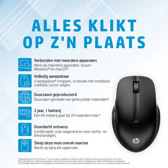 HP 430 - Draadloze muis - Multi Device - Zwart