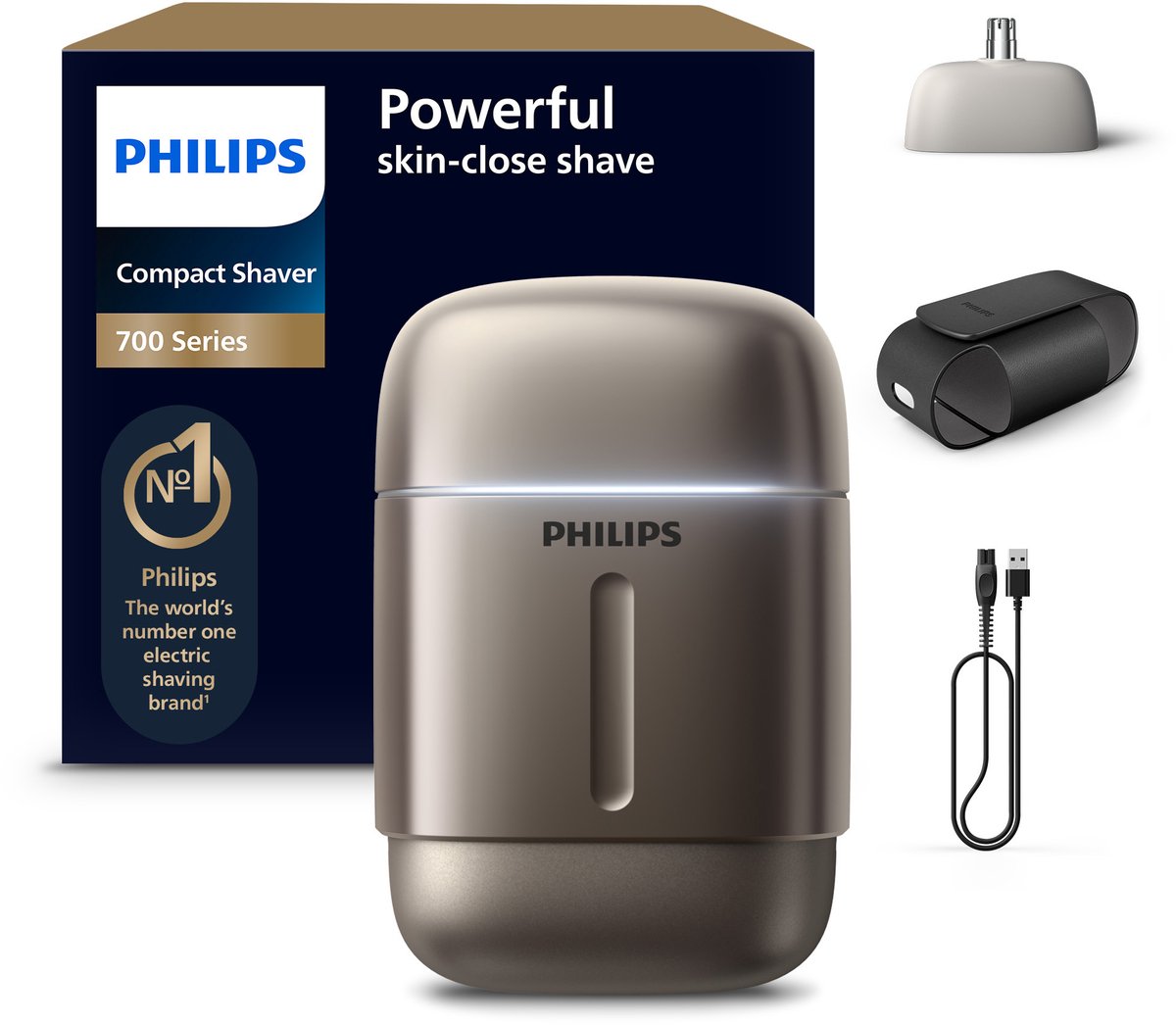 elektrische scheerapparaat, shaver, compact, nikkel/titanium, opzetbare kapsel