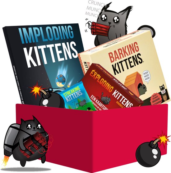 Exclusieve Bundel - Exploding Kittens, Imploding Kittens, Streaking Kittens en Barking Kittens - Ned